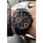 Fiesta Siyah Spor Erkek Kol Saati | 46 mm Çelik Kasa, Çelik Siyah Kordon, Safir Cam, 5ATM Su Geçirmez