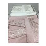 Fiesta Unisex Pudra Krem Jakarlı 6 Parça Bornoz Seti 537