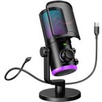 FIFINE AM6 AMPLIGAME RGB Gaming Mikrofon - Oyun/Sohbet Ses Dengesi - USB Yayın ve Kayıt Mikrofonu - Gürültü Önleyici PC Masaüstü Mikrofon - Twitch/Discord/Podcast için - PS4/PS5 Uyumlu
