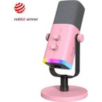 Fifine Am8 Dinamik Bilgisayar Oyuncu Mikrofonu Kablolu Rgb Özellikli Xlr USB Modeli - Pembe
