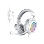 Fifine Ampligame H6-W Beyaz Mikrofonlu Oyuncu Bilgisayar Yayıncı 7.1 RGB Kulaklığı