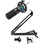 Fifine K658 USB Mikrofon Rgb Yayıncı - Oyuncu - Bilgisayar Mikrofonu - Uyumlu Masa Tipi Mikrofon Stand Ayaklık - Sehpası - Siyah