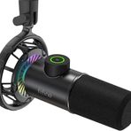 FIFINE USB Oyun Mikrofonu, PC için RGB Dinamik Mikrofonlar, Sessiz Düğmeli, Tak ve Çalıştır Kardioid Mikrofon, 16BIT/48KHZ ve 3,5 mm Kulaklık Jakı, Podcast, Akış için - K658