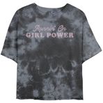 Fifth Sun Girl Power Kadın Bombard Wash Kısa Kollu Göbeği Açık Tişört, Black/Charcoal, M