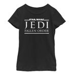 Fifth Sun STAR WARS Jedi Fallen Order Logolu Kız Düz Bisiklet Yaka Tişört, Black, XS