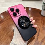 FIFTHAVE Cep telefonu kılıfı iPhone 15 Plus manyetik kılıf MagSafe ile uyumlu, saat mekanizması desenli sert koruyucu kılıf iPhone 15 Plus mat sert PC kılıf renk geçişli kılıf 6,7 inç pembe siyah