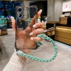 FIFTHAVE Cep telefonu zinciri kılıf, iPhone 14 için, bantlı, şeffaf cep telefonu kılıfı, iPhone 14 için koruyucu kılıf, kordon, silikon, termoplastik poliüretan, darbeye dayanıklı, naylon, kolye, kısa