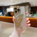 FIFTHAVE iPhone 15 Pro Max 6,7 inç (6,7 cm) Bataklık Kum Koruyucu Kılıf Şeffaf Silikon Tampon Elektrolizle Kaplama Estetik Kılıf iPhone 15 Pro Max için, Altın