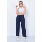Fiftyone Wear Kadın Beli Lastikli Normal Paça Düz Lacivert Renk Yazlık Cepli Viskon Pantolon