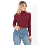 Fiftyone Wear Kadın Bordo Renk Balıkçı Yaka Kaşkorse Kumaş Crop Örme Bluz