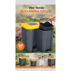 figanlar ambalaj 1 adet Pedallı Çöp Kovası 50 LT İç Kovalı Büyük Boy Plastik Çöp Kutusu Ev Ofis Mutfak bahçe villa