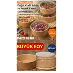 figanlar ambalaj 10 adet 1300 cc Kraft Salata ve Yemek Kasesi Kapaklı Sızdırmaz Büyük Boy Paket Servis Kabı