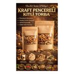 figanlar ambalaj 10 adet 13x22,5 cm Kraft Pencereli Kilitli Torba 250 Gr – dik duran Doypack Kuruyemiş & Kahve Poşeti