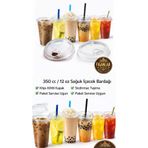 figanlar ambalaj 10'LU 350cc 12Oz PET Soğuk İçecek Bardağı Klips Kilit Kapaklı Şeffaf Bardak Bubble Tea Kahve Limonat