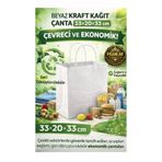 figanlar ambalaj 2 adet Beyaz Kraft Kağıt Çanta 33x20x33 cm İp Saplı Dayanıklı hediye poşeti Alışveriş çantası