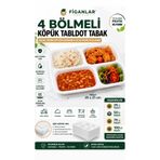 figanlar ambalaj 4 Bölmeli Köpük Tabldot Tabak 50’li Tek Kullanımlık Yemek Tabağı Paket Servis Catering