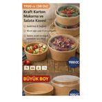 figanlar ambalaj 5 adet Kraft Karton Salata ve Yemek Kasesi 1100 cc Kapaklı Sızdırmaz Paket Servis Kasesi Makarna