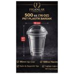 figanlar ambalaj 500 cc (16 Oz) PET Plastik Bardak 95 mm – Kalın, Şeffaf, Bombe Kapaklı SOĞUK İÇECEK 25 adet