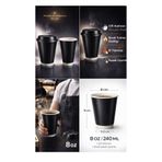 figanlar ambalaj 8 Oz Kapaklı parlak Siyah Karton Bardak Double Wall (240 ml) – Çift Katmanlı Kahve Bardağı 20 ADET