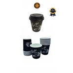 figanlar ambalaj 8 Oz Siyah Kapaklı Karton Bardak Kahve Çay Kağıt Bardak 250 ml 5 adet premium paket