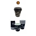 figanlar ambalaj 8 oz siyah kapaklı karton bardak + kapak 20 adet sıcak kahve çay bardağı