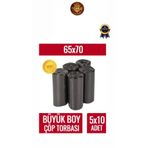 figanlar ambalaj kalın siyah 65x70 büyük boy çöp poşeti 10'lu X5 rulo 50 adet