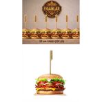 figanlar ambalaj YASSI Bambu Kürdan Afiyet Olsun 50li 12 Cm Hamburger şişi Kürdanı Süsü Bambu Çöp Şiş Yemek Kürdanı