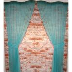 Figen Perde Fon Perde Ince Tül Çift Kanat 1/3 Sık Pileli Dikim - 50 x 270 cm - Turkuaz