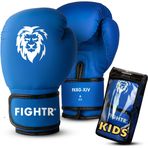 FIGHTR® Çocuk boks eldiveni, maksimum koruma için en iyi oturaklı, genç erkek ve kız çocukları | boks, MMA, Muay Thai, kickboks ve dövüş sporları için 04 06 oz | taşıma çantası dahil (mavi, 04 oz)