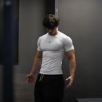Fightron Erkek Compression Spor Tişört Slim Fit Rahat Kumaş Fitness Gym Antreman Özel Spor T-Shirt - Beyaz