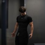 Fightron Erkek Compression Spor Tişört Slim Fit Rahat Kumaş Fitness Gym Antreman Özel Spor T-Shirt - Siyah