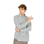FIGS Erkek Slim Fit, Uzun Kollu, Ekoseli Gömlek, Bej, M