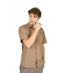 FIGS Kısa Kollu Tek Cep Detaylı Pamuklu Gömlek, L, 8154920171000, Kahverengi, Erkek