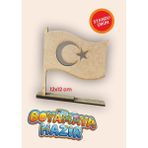 Figür Reklam Ajansı Boyanabilir Türk Bayrağı Standlı Ahşap Oyuncak Etkinlik Aktivite 10 Ad - Kahverengi