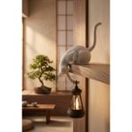 figurio Askılı Kedi Dekor Objesi 24 CM / LED Fenerli Minimal Ev Aksesuarı / Tealight Mum Hediye