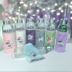 Figürlü Peluş Kılıflı Renkli Cam Matara Suluk 500 ml HK5017 - Gri