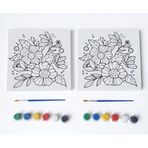 Figürlü Tuval Boyama Seti 20x20 cm – 1 Adet Fırça, 6 Renk Akrilik Boya ve Referans Görselli Hobi & Kendin Yap Boyama Kiti (1, Çiçek Kelebek)