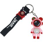 Figürlü ve Işıklı Silikon Anahtarlık - Astronot - Pembe (Lisinya)