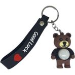 Figürlü ve Işıklı Silikon Anahtarlık - Yogi - Siyah (Lisinya)