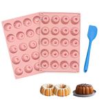 FIHODONE 2 adet ortası delikli yuvarlak pasta kalıbı, silikon, pembe, kazıyıcılı, mini muffin pişirme kalıbı, 29 x 19,5 cm, küçük silikon kek kalıbı, silikon kalıp, pasta yapımı için kullanılır