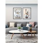 fijigo Minimalist Ahşap Çerçeveli Pamuk Bitkisi Duvar Tablosu, 3'lü Set, Kahverengi (Siyah Çerçeve, 30x40, A110)