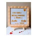 fikirstore Led Işıklı Ahşap Mesaj Panosu Yazı Tahtası Beyaz Zemin GOLD Harf Setli Ve Ahşap Ayaklı