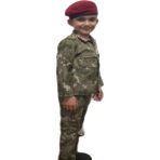 Fikret Çakır Terzi Yeni Tip Orjinal Askeri Kamuflaj Desenli Unisex Gömlekli Çocuk Takımı Kostüm Mavi Bere+Palaska - 11 - 12 Yaş - Bordo