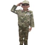 Fikret Çakır Terzi Yeni Tip Orjinal Askeri Kamuflaj Desenli Unisex Gömlekli Çocuk Takımı Kostüm Mavi Bere+Palaska - 3 - 4 Yaş - Haki