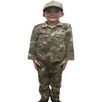 Fikret Çakır Terzi Yeni Tip Orjinal Askeri Kamuflaj Desenli Unisex Gömlekli Çocuk Takımı Kostüm Mavi Bere+Palaska - 7 - 8 Yaş - Haki