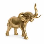 FİL BİBLO SİYAH VEYA GOLD DEKORATİF FİL HEYKELİ SANATSAL OBJE EL YAPIMI EL BOYAMA FENG SHUI UYUMLU PREMİUM OBJE DAYANIKLI POLYESTER SALON OFİS MASA RAF EV DEKORASYONU İÇİN HEDİYELİK BİBLO (Gold)