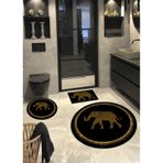 Fil Desenli Kaymaz, Dökülmez Pamuk Taban Yuvarlak Banyo Halısı-(100X100-60X60-40X60 Cm 3'Lü Set) Çok Renkli