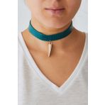Fil Dişi Detaylı Deri Choker Kadın Kolye Petrol K2289621_010