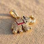 Fil Kolye Ucu - Zirkon - 14K Altın Kaplama - 12 mm