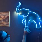 Fil Neon Tabela - Neon Metal Duvar Sanatı, Neon LED Işık Dekoru, (Uzaktan Kumandasız)